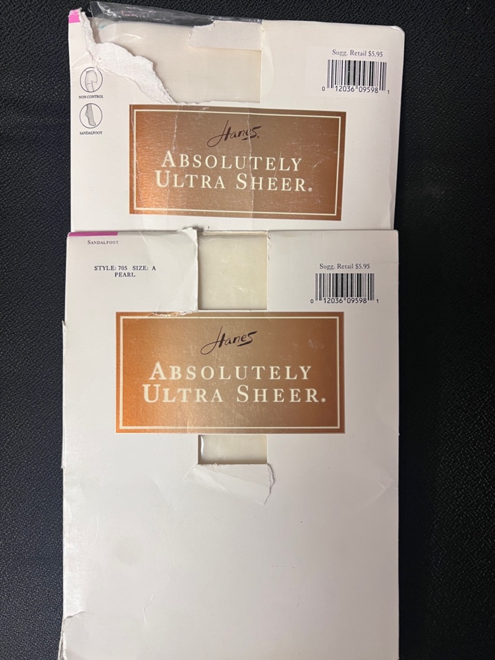 Hanes Absolutely Ultra Sheer Pantyhose Size A Pearl Sandalfoot Set 2 new